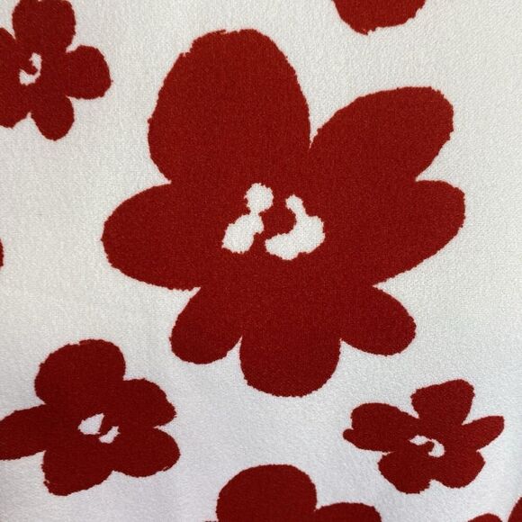 MellowDay White Red Floral Flutter Sleeve Blouse Women’s Top Size Large - Picture 4 of 6